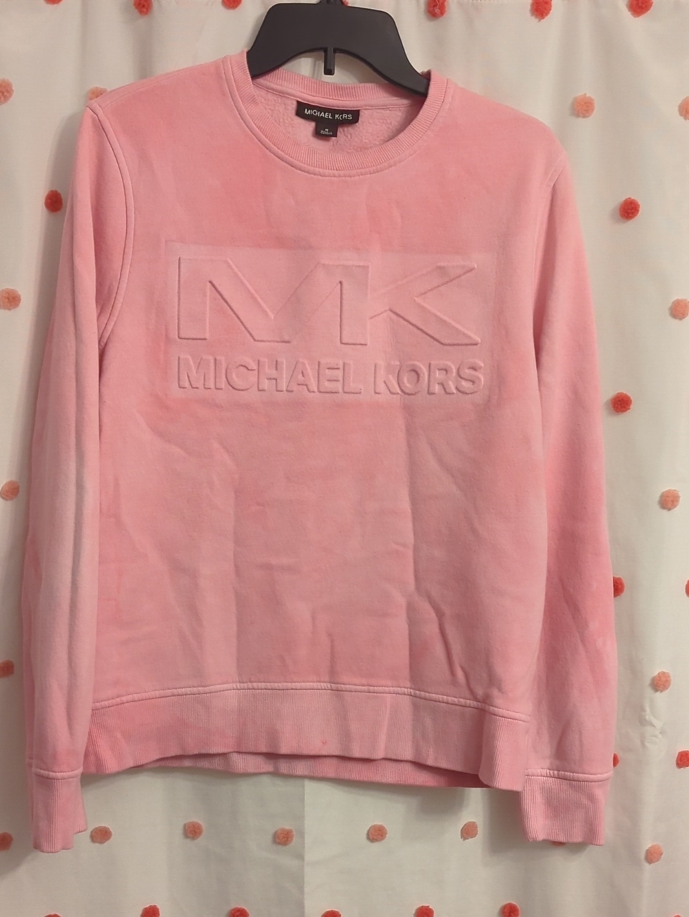 Michael Kors Men’s Pink Embossed MK Crewneck Sweatshirt